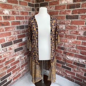Umgee Long Duster Kimono Floral/Animal Print Women's S EUC